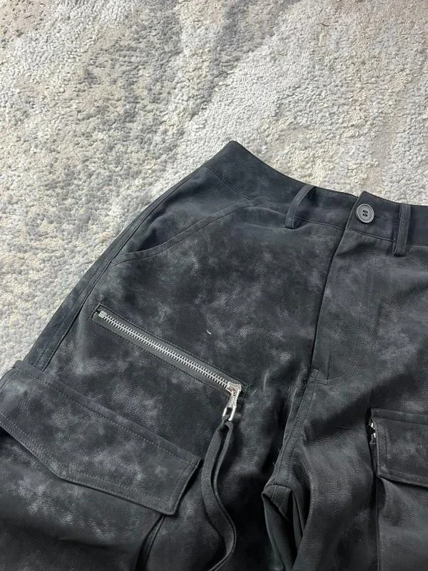 Vintage zwarte cargo leren jorts maat XS – photo 3